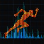Concept of a running man and digital equalizer