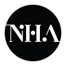 News Hub Asia's new seal logo is a black spot with the letters 'NHA' inscribed in the centre with three diagonal dots in white.
