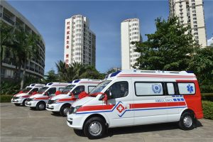 A fleet of Weststar's Maxus V80 Negative Pressure Ambulance in Wuhan, China. | Photo by Weststar Group/Press release