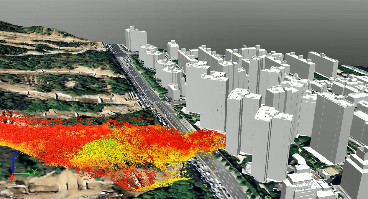 Simulation of a landslide in Seoul Gangnam District. | Photo by E8IGHT/NHA File Photo