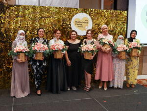From left to right: Wandoncha, Nadia Hana, Liyana Jafry, Maton Shukor, Creative Director at Nuren Group/Motherhood, Lyvia Chong, Dhaniyah Ridzuan, Amira Ahmad, Azalia Suhaimi, Ashue Samsudin. | Photo by Nuren Group/NHA File Photo