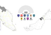 GE15: Favourable political weather for kingmakers For illustrative purposes only. Blank map of Malaysia, with 2018 election constituencies. | Image by Derkommander0916/CC BY-SA 4.0/Wikimedia Commons