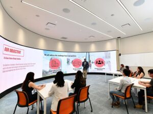 Catapult’s 180-degree immersive studio is equipped with a high-definition LED wall and three hybrid-ready video cameras. | Catapult, Rochester Commons, Singapore. 2 Nov 2022. | Photo by CapitaLand/NHA File Photo