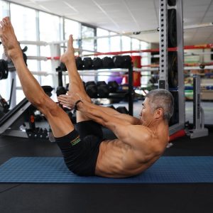 This is a photo of Dundee Kim, a two-time amateur South Korean boxing champion during a workout. He is the founder of Fit Education International (Australia).