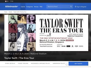 Taylor Swift concert poster on Ticketmaster. | Screenshot by Wise/NHA File Photo
