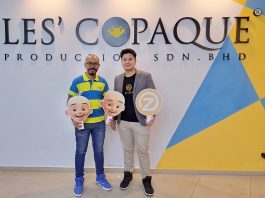 ZING Eat x Les Copaque will collaborate to provide a virtual dining experience to fans in Klang Valley, Malaysia soon. In the photo is Karyabudi Mohd. Aris, director and head of international marketing of Les’ Copaque (left) and Eu-Jinn Chan, vice president of ZING (right) at Les' Copaque's headquarters in Shah Alam, Selangor, Malaysia. | Photo by ZING/NHA File Photo