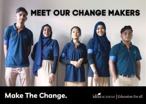 A row of five students of the Ideas Academy in Kuala Lumpur, Malaysia. | Photo by Ideas International