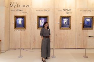 Artist SC Chin with her art work at "Echoes" art exhibition in celebration of women's voices in arts. | Kuala Lumpur, 9 Mar 2024 | Photo by Irfaan Reeza Seth/News Hub Asia