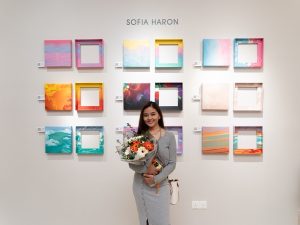 Artist Sofia Haron at "Echoes" art exhibition in celebration of women's voices in arts. | Kuala Lumpur, 9 Mar 2024 | Photo by Irfaan Reeza Seth/News Hub Asia