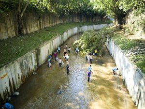 Coway volunteers cleaning Sungai Kayu Ara from Penchala Hilir entry point 6 where the river flows throughout TTDI and Damansara areas with a span of 9.8 kilometers. The collective efforts between Coway and EcoKnights underscore the organisations’ shared commitment to environmental conservation and their joint determination to mitigate the environmental impact of cities by removing waste, enhancing water quality, and restoring habitats for biodiversity. | Kuala Lumpur, Malaysia. 15 April 2024. | Photo by Coway Malaysia / NHA File Photo