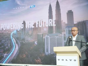 Marcus Mak, Country Manager, Volvo Buses delivering his speech at the launch event. | Shah Alam, Selangor, Malaysia. 21 May 2024 | Photo by Volvo / NHA File Photo