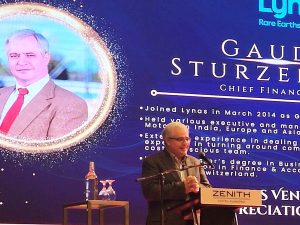 Lynas chief financial officer Gaudenz Sturzenegger during his closing speech at the Lynas Vendor Appreciation Day 2024 celebration. | The Zenith Hotel, Kuantan, Pahang, Malaysia. 25 July 2024 | Photo by Ruzanna Muhammad / NHA File Photo