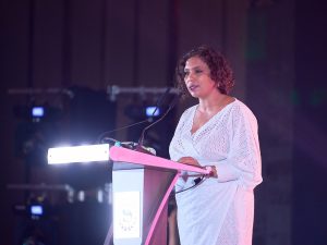 Sheila Shanmugam, President of MSA and the Organising Chairperson of the MSA Awards Sheila Shanmugam opens the MSA Awards 2024 with an inspiring address, setting the tone for a day of collaboration and innovation. | Sheraton Petaling Jaya, Malaysia. 23 August 2024. | Photo by MSA / NHA File Photo