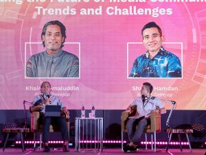 Khairy Jamaluddin and Shahril Hamdan from Keluar Sekejap radio show shared their visionary perspectives on media communications at the MSA Festival 2024. | Sheraton Petaling Jaya, Malaysia. 23 August 2024. | Photo by MSA / NHA File Photo