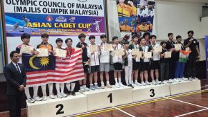 Asian Cadet Cup 2024 medallists for the men's cadet foil team event. | Kuala Lumpur, Malaysia. 5 September 2024 | Photo by News Hub Asia
