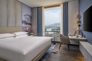 One of the bedrooms with a king-sized bed and a study at Marriott Executive Apartments in Penang. | Penang Marriott Complex, Malaysia. | Photo by Marriott International / NHA File Photo