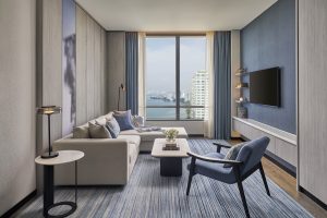 The living room at Marriott Executive Apartments in Penang. | Penang Marriott Complex, Malaysia. | Photo by Marriott International / NHA File Photo