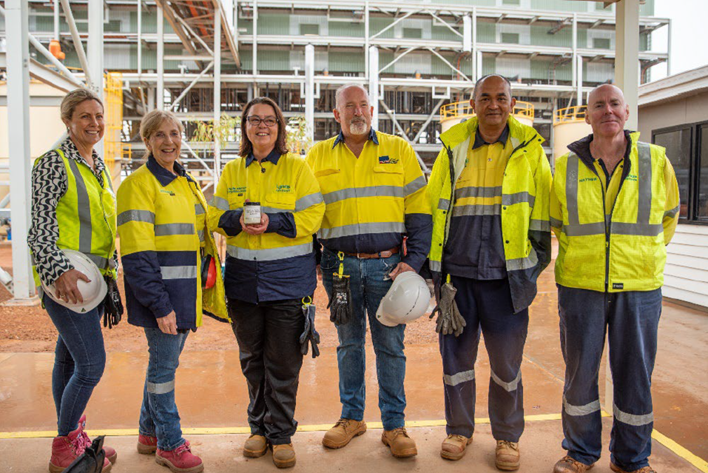 From left: Kirsty Dellar, Deputy Mayor, City of Kalgoorlie Boulder; Amanda Lacaze, CEO & Managing Director, Lynas Rare Earths; Hon Madeleine King MP, Minister for Resources; Andrew Brien, CEO, City of Kalgoorlie Boulder; Amir Hakim, Executive General Manager, Operation Ramp-up, Lynas Rare Earths; Matthew Lane, Kalgoorlie Operations Manager, Lynas Rare Earths. | Photo by Lynas / NHA File Photo