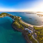Coastal Scenery of Hon Thom Nature Park on An Thoi Archipelago, with Sea-Crossing Cable Car from Phu Quoc Island, the Longest Non-stop Three-way Cable Car in the World, Vietnam, Southeast Asia.