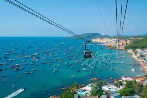 Wide shot of Cable car ropeway to Hon Thom - Phu Quoc island, Vietnam. | Photo by Scoot / NHA File Photo