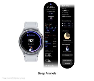 Samsung Galaxy Watch sleep analysis function. Image simulated for illustrated purposes. | Source: Samsung