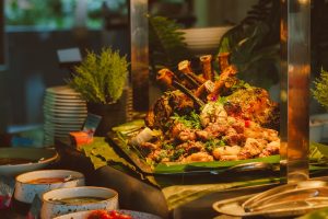 Roasted beef and lamb are part of the Christmas-themed buffet at Aloft in Pantai Tengah, Langkawi, Malaysia. | Photo by Marriott Bonvoy / NHA File Photo