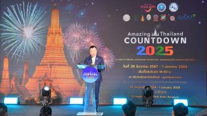 Minister of Tourism and Sports, Sorawong Thienthong, spoke at the launch of the "Amazing Thailand Countdown 2025" grand celebration which will take place in various locations in Thailand. | Bangkok, Thailand. 23 December 2024. | Photo by Tourism Authority of Thailand (TAT) / NHA File Photo