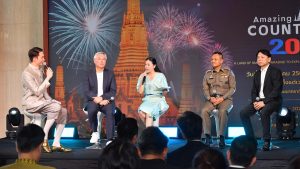 TAT Governor, Thapanee Kiatphaibool (centre), spoke at the launch of the "Amazing Thailand Countdown 2025" grand celebration which will take place in various locations in Thailand. | Bangkok, Thailand. 23 December 2024. | Photo by Tourism Authority of Thailand (TAT) / NHA File Photo