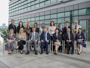 Front Row (L to R): Professor Lynne Jack, Associate Principal for International Research at Heriot-Watt University Edinburgh; Francine Torbett, Deputy Country Director for Malaysia at the British High Commission in Kuala Lumpur; Professor Mushtak Al-Atabi, Provost and CEO of Heriot-Watt University Malaysia; Rt Hon Ian Murray MP, Secretary of State for Scotland; Professor Dr. Lai Yin Ling, Deputy Provost of Heriot-Watt University Malaysia; Mr. David Wallace, Acting High Commissioner at the British High Commission in Kuala Lumpur; Hiew Kwee Sen, Deputy Chief Operating Officer & Head of Finance of Heriot-Watt University Malaysia; accompanied by representatives from the University and the British High Commission. | Heriot-Watt University Malaysia in Putrajaya, Malaysia. 28 November 2024 | Photo by HWUM / NHA File Photo