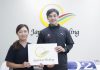 Young fencer, Saif Nordin, with Sayaka Misumi who heads Japanese Healing in Plaza Damas 3, Kuala Lumpur, Malaysia. | Photo by News Hub Asia