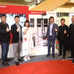 Managing Director Steven Yang (fourth from right) with the management team at the launch of the Toshiba SensTemp Stable Temperature Water Heater