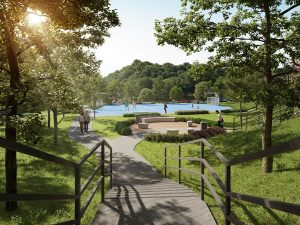 Suria Park, the heart of Suria Hill, offers lush greenery, multipurpose courts, and scenic walkways, creating a vibrant space for active and connected living. | Photo by IJM Land / NHA File Photo