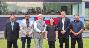 Several members of the Special Development Committee announced by the Malaysian Cricket Association (MCA) today with Youth and Sports Minister, YB Hannah Yeoh, at the Bayuemas Cricket Oval in Pandamaran, Klang. From left: Jerome Fernandez (committee member); Senathiraj Thevaratnam (co-chair); MCA president, Mohammed Iqbal Ali bin Kassim Ali; YB Hannah Yeoh; Dr. Arun Kumar Beshamber Nath (co-chair); and Ahmad Salman Othman (co-chair). | Bayuemas Cricket Oval, Pandamaran, Klang, Malaysia. 18 January 2025 | Photo by Malaysian Cricket Association / NHA File Photo