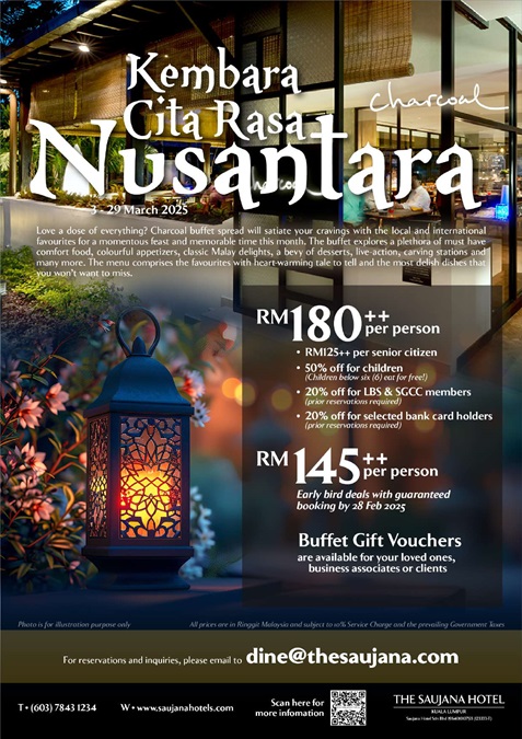 Poster promoting the Kembara Cita Rasa Nusantara buffet, Charcoal, The Saujana Hotel Kuala Lumpur, Malaysia. | Photo by The Saujana Hotel / NHA File Photo