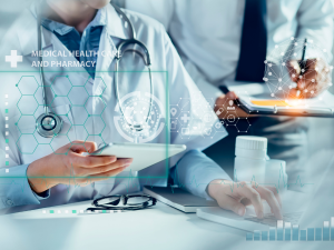 Medical doctor working on virtual interface icons of healthcare applications. Photo for illustrative purposes only. | Photo by Somkid Thongdee / Getty Images via Canva Pro / NHA File Photo