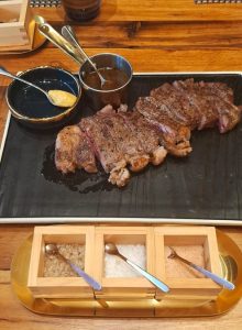 A5 Wagyu expertly cooked at the table on a dedicated slab of rock salt. | Rock Salt Restaurant, Hartamas Shopping Centre, Kuala Lumpur, Malaysia. | Photo by News Hub Asia
