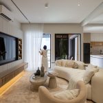 This thoughtfully styled living space in the Batiq show unit redefines what it means to feel at home.