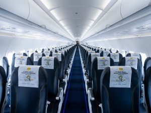 Cabin overview of the Scoot Airbus A320 family aircraft. | Photo by Scoot / NHA File Photo