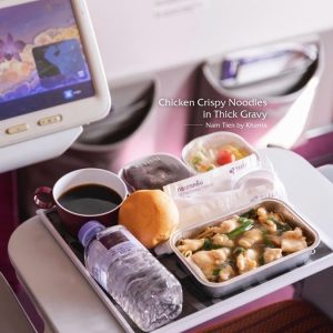 The Chicken Crispy Noodles in Thick Gravy by Nam Tien by Khanta is one of the 'Streets to Sky' meals served onboard Thai Airways. | Photo by Dusit Foods and Thai Airways / NHA File Photo