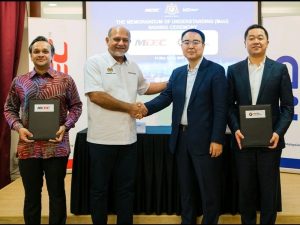 From left: MDEC CEO Anuar Fariz Fadzil, Digital Minister Giving Singh Deo, Managing Director, Member of the Management Committee, CICC DU Pengfei and, Managing Director, Member of Operations and Management Committee, CICC Capital Tong Zhong. | Kuala Lumpur, Malaysia. 19 May 2025 | Photo by Gobind Singh Deo (LinkedIn pic) / NHA File Photo