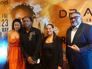Dr Alban (second from left), backing vocalist Alicia Francke Bocio (left), DJ and vocalist Dede Lopez (second from right), and Mojo Projects chief executive officer Ratna K. Nadarajan (right) at the press conference in Kuala Lumpur, Malaysia. 22 May 2025 | Photo by Scoop.my /NHA File Photo