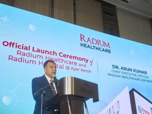 Radium Healthcare Sdn Bhd chief executive officer Dr. Arun Kumar at the official launch of Radium Healthcare and Radium Hospital @ Ayer Keroh held at the Hilton Kuala Lumpur today (27 May 2025). | Photo by Radium Development / NHA File Photo