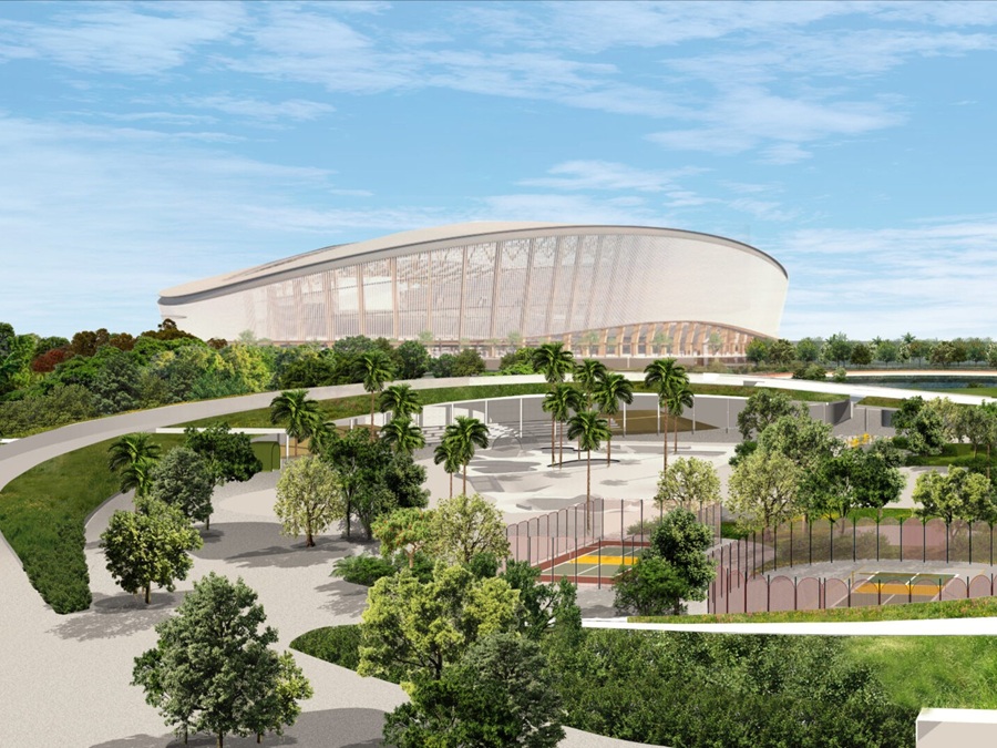 The new 45,000-seat stadium will feature a retractable pitch, two training fields, and modern infrastructure designed for sports, cultural, and lifestyle events. - Artist impression, 16 May 2025. | Photo by Scoop / NHA File Photo