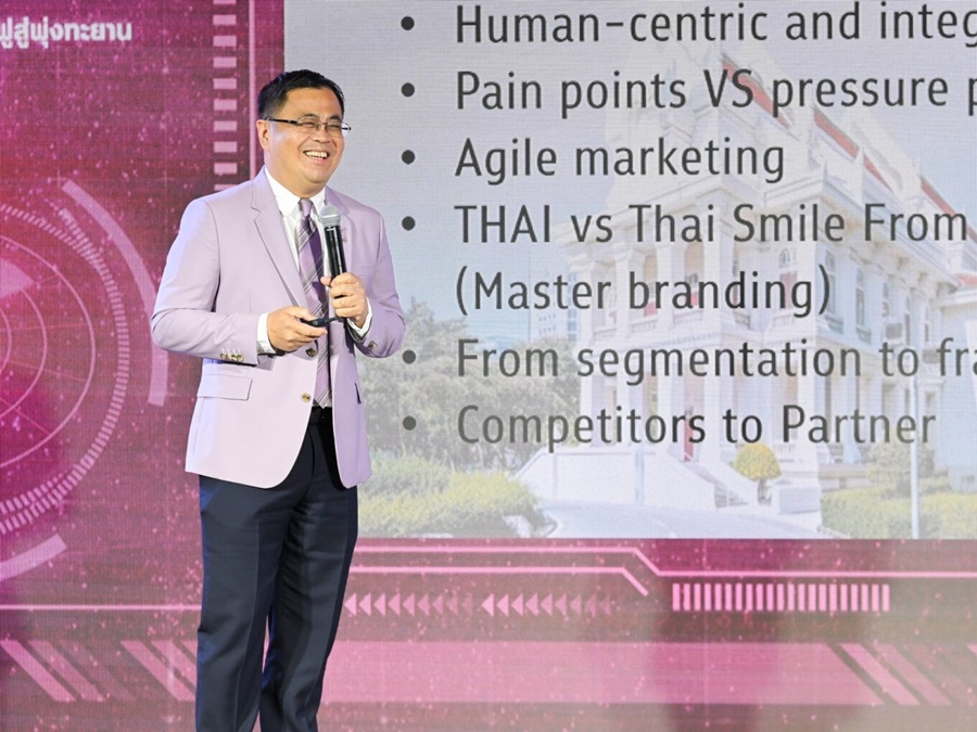 Professor Dr Wilert Puriwat, president of Chulalongkorn University, speaking at the President’s Distinguished Speaker Series under the theme: “From Turbulence to Triumph: Thai Airways’ Journey from Recovery to Ascent” hosted by Chulalongkorn University, Thailand. 29 May 2025. | Photo by Chulalongkorn University / NHA File Photo