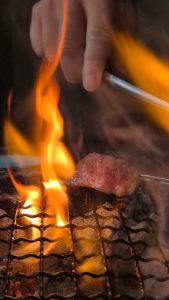 When the flames light up the meal you know you are at Ushiraku Modern Yakiniku in Bangsar. The various A5 wagyu options are made to please | Photo by Somaya Ong / NHA File Photo