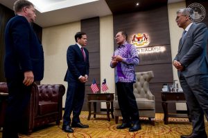 Malaysian Prime Minister Datuk Seri Anwar Ibrahim met US Secretary of State Marco Rubio at the Malaysian Parliament during the latter’s first official visit to Asia since taking office. | Kuala Lumpur, Malaysia. 10 July 2025 | Photo by Izzuddin Abd Radzak / Prime Minister's Office / NHA File Photo