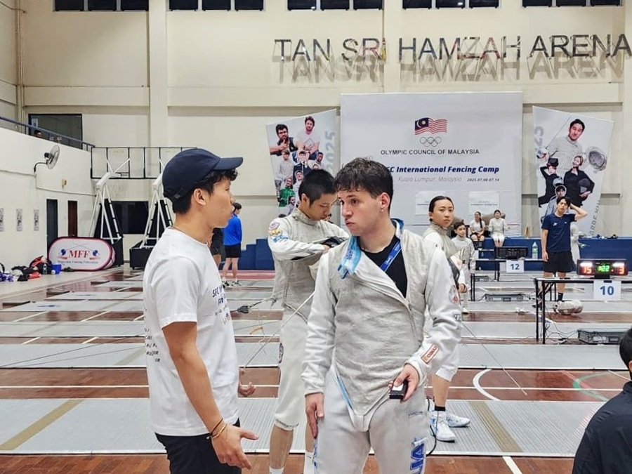 One of Taiwan's national coaches and founder of Starry Fencing Club (SFC), Coach Tse-Yuan (Johnson) Chen, at the 2025 SFC International Fencing Camp in Kuala Lumpur, Malaysia. 14 July 2025. | Photo by Ruzanna Muhammad / News Hub Asia
