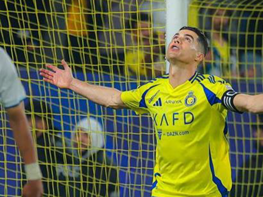 Photo of Cristiano Ronaldo after scoring a goal. | Photo extracted from Saudi Tourism Authority's media kit for its latest campaign featuring Cristiano Ronaldo.