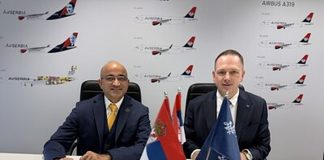 Loyalty Juggernaut CEO Shyam Shah and Air Serbia CEO Jiri Marek at the signing of their strategic partnership in Belgrade to launch a next-generation frequent flyer programme. | Belgrade, Serbia. 11 November 2025 | Photo by Loyalty Juggernaut / NHA File Photo