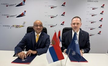 Loyalty Juggernaut CEO Shyam Shah and Air Serbia CEO Jiri Marek at the signing of their strategic partnership in Belgrade to launch a next-generation frequent flyer programme. | Belgrade, Serbia. 11 November 2025 | Photo by Loyalty Juggernaut / NHA File Photo
